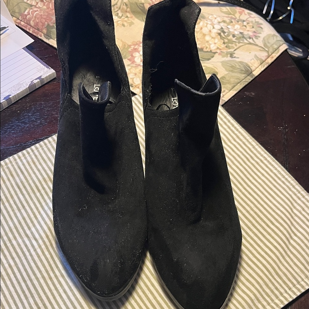 Black Suede Ankle Booties with Pointed Toe new
